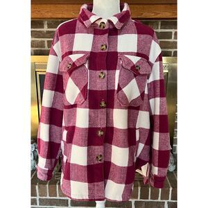 Member’s Mark Plaid Flannel  Button Up Shacket Shirt Jacket Size large